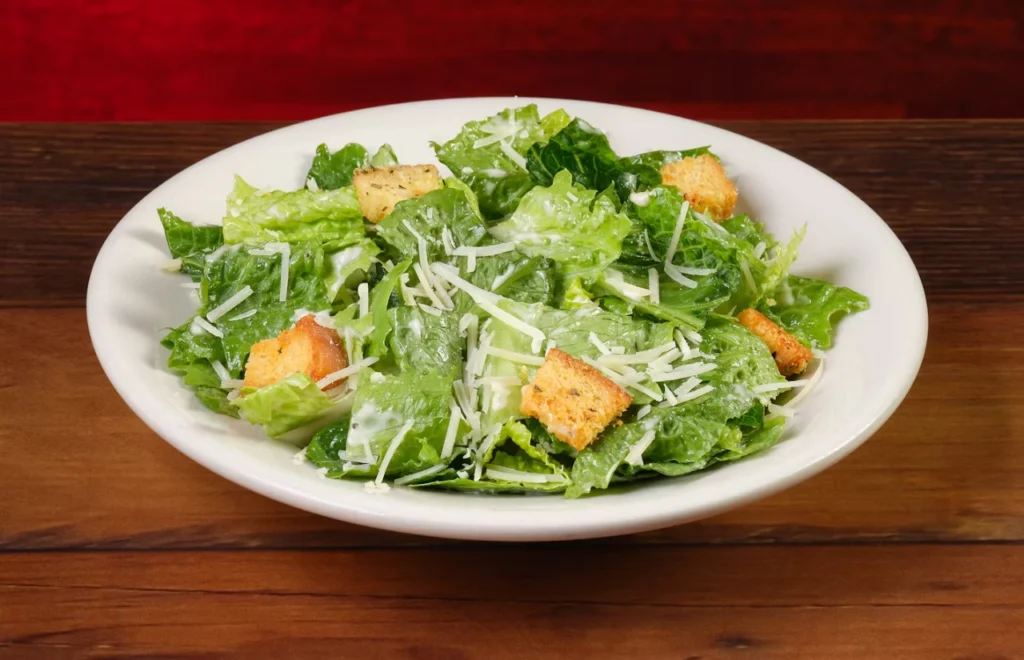 Classic Caesar Salad with romaine, Parmesan, and creamy Caesar