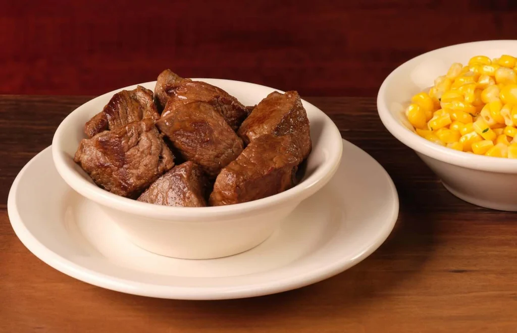 Lil dilo steak bites in a bowl  served warm
