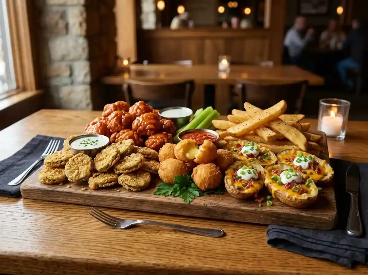 Combo Appetizer 1 Texas Roadhouse Combo Appetizer platter featuring wings, rattlesnake bites, and tater skins