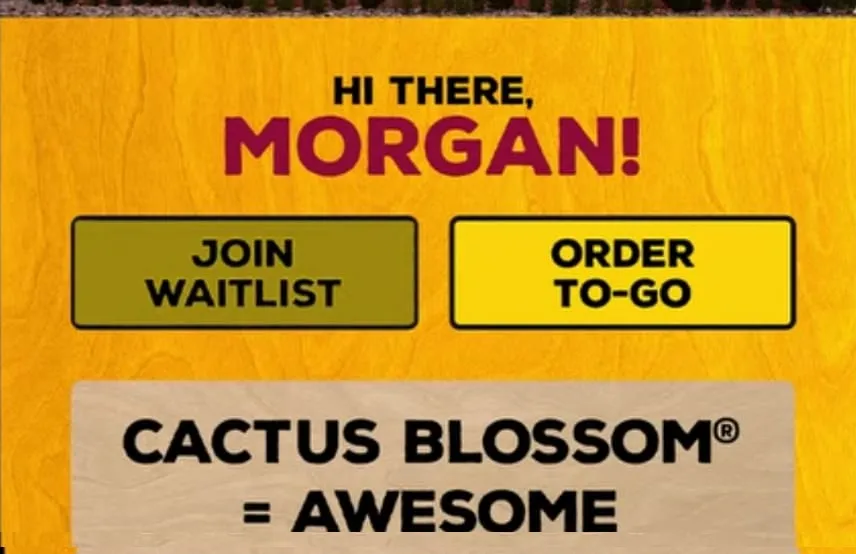 Texas Roadhouse waitlist on mobile app