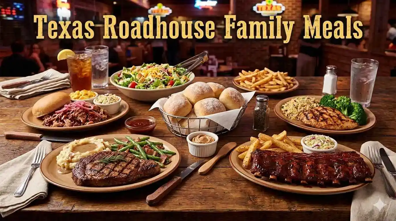 Texas Roadhouse Family Meals 1 Texas Roadhouse family meals menu with steaks ribs chicken rolls and sides