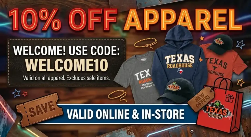 Texas Roadhouse Coupons, Vouchers, Deals - All promo Codes & Discounts 4 Texas Roadhoue 10 off on Apparel