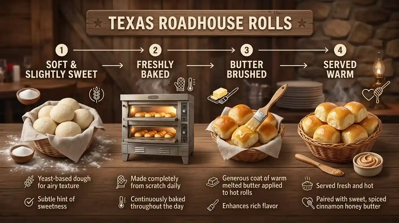 Texas Roadhouse Rolls 2 Freshly baked Texas Roadhouse rolls served with cinnamon honey butter